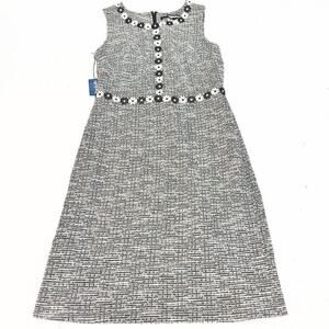 Karl Lagerfeld Tweed Flower Embroidered Sleeveless Dress Woven Size 8 NWT